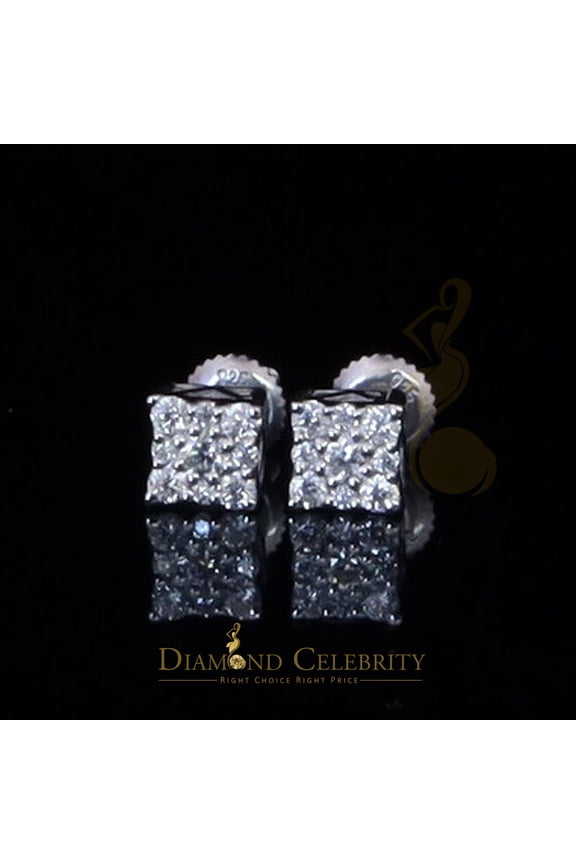 Diamond Celebrity's Women's/Men's 925 Silver White 0.25ct VVS 'D' Moissanite Square Stud Earrings