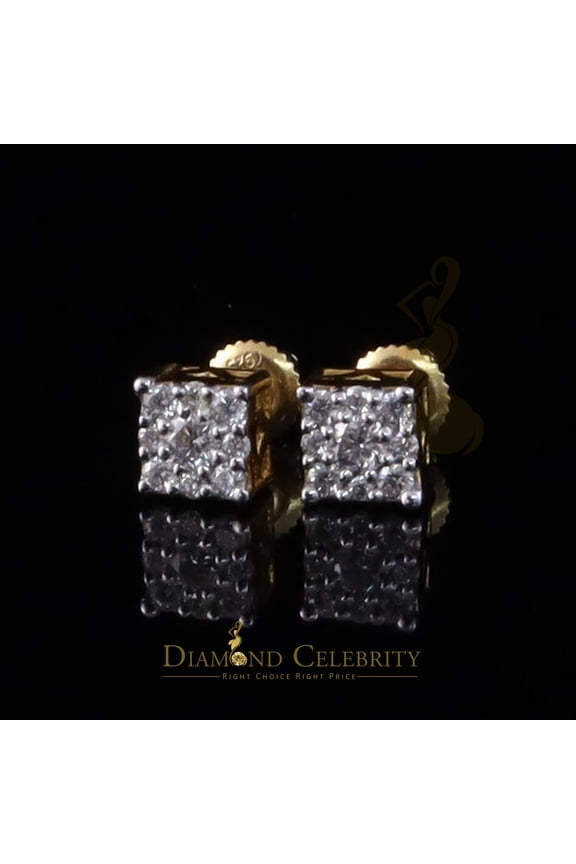 Diamond Celebrity's Women's/Men's 925 Silver Yellow 0.50ct VVS 'D' Moissanite Square Stud Earrings