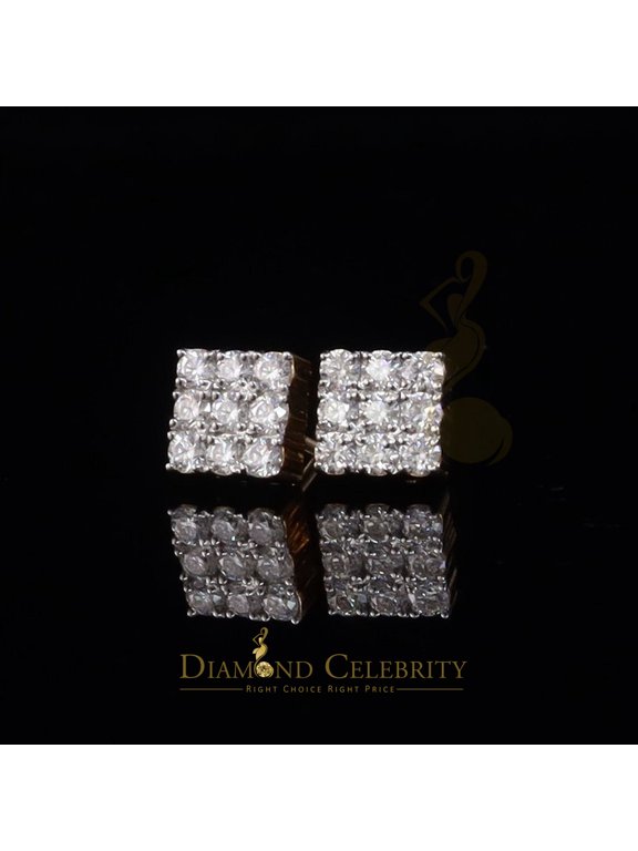 's Women's/Men's 925 Silver Yellow 2.00ct VVS 'D' Moissanite 9 Stone Stud Earrings