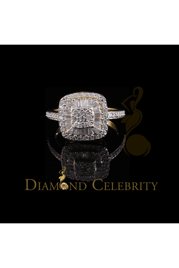 Diamond Celebrity's Womens 925 Sterling Yellow Silver 1.00ct VVS 'D' Moissanite Square Rings Size 7