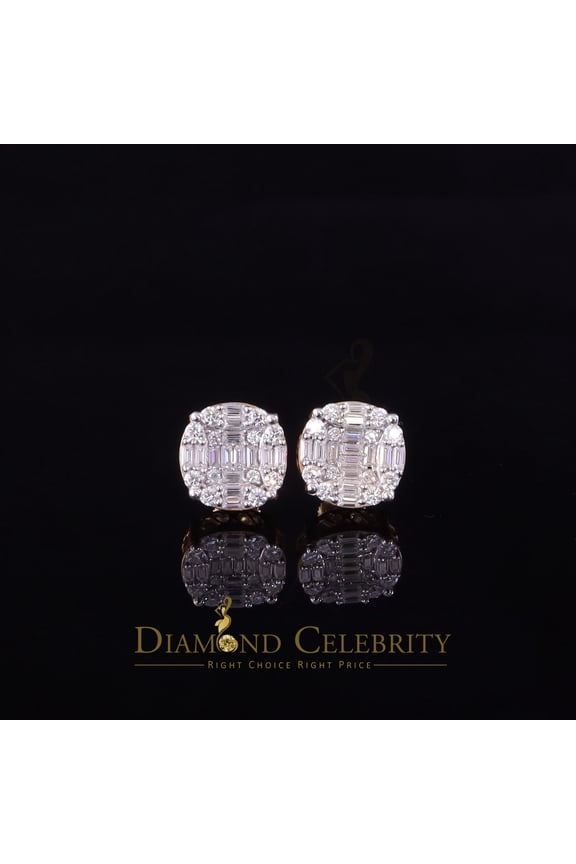 's Yellow Men's/Womens 925 Silver 2.00ct VVS 'D' Moissanite Round Stud Earrings