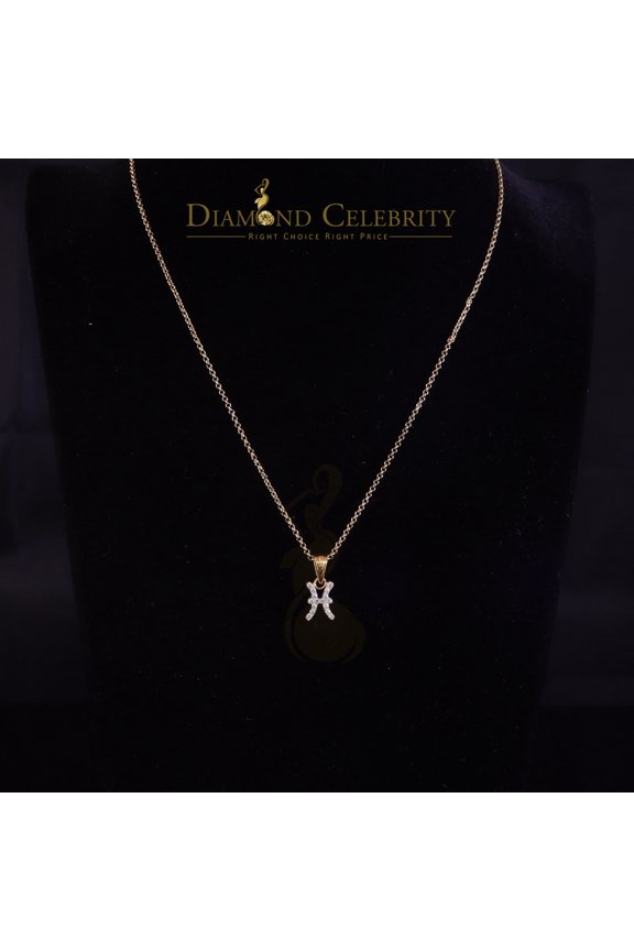 's0.34ct Cubic Zirconia Yellow Silver PISCES MARCH Month Pendant Men's & Women's