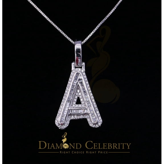 Diamond Celebrity'sWhite Bugutte Initial Alphabet'A' Sterling Silver Pendant 1.43ct Cubic Zirconia