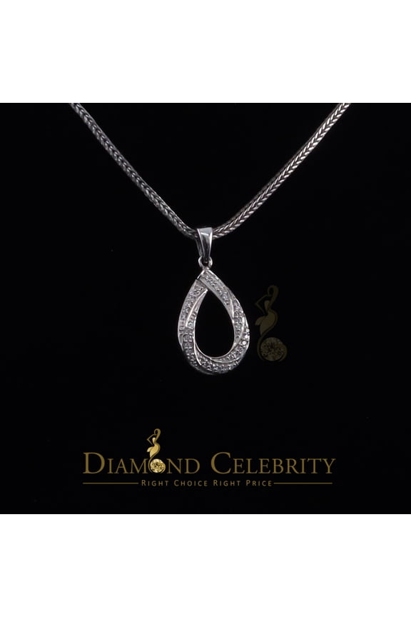 'sWhite Sterling Silver Pendant with Charming Necklace Shape 0.37ct Cubic Zirconia