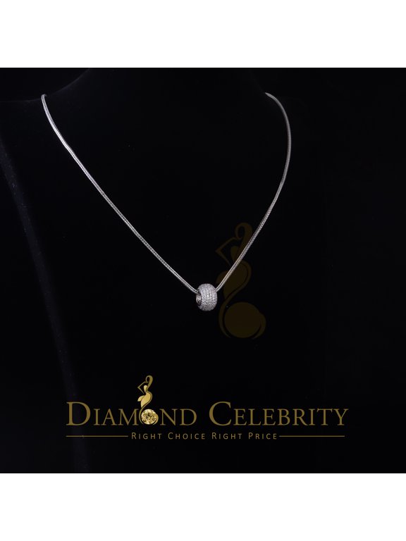 'sWomen's Fancy White Big 925 Sterling Silver Slide Ball Pendant W/ Cubic Zirconia