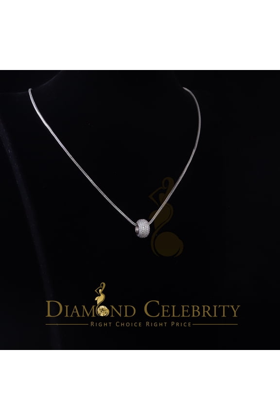 'sWomen's Fancy White Big 925 Sterling Silver Slide Ball Pendant W/ Cubic Zirconia
