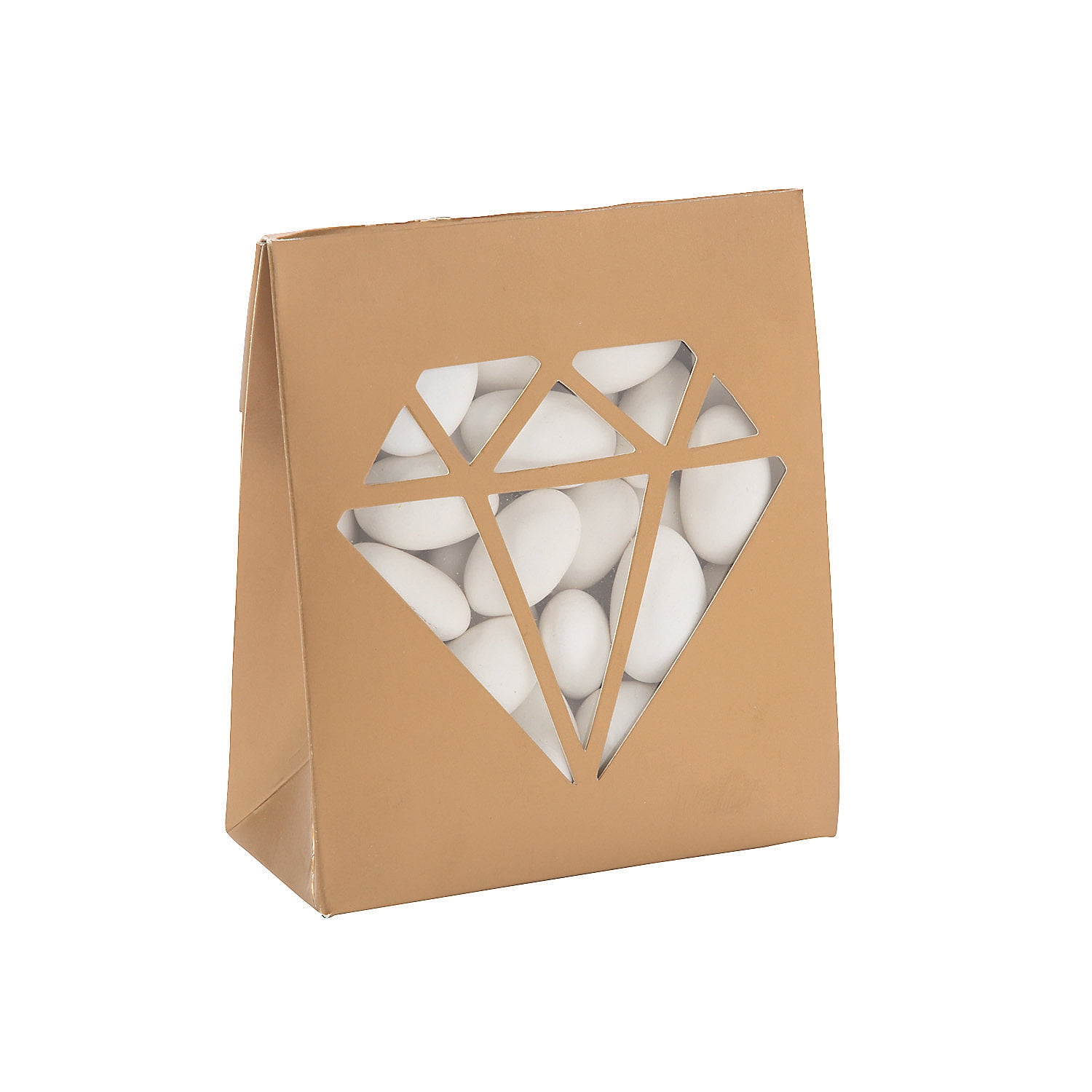 Gold Diamond Window Cardstock Favor Boxes Set of 12