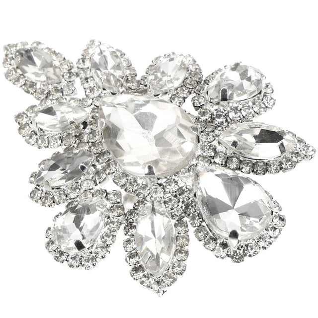 Diamond Chain Flower Jewelry Brooch Lovely Corsage Metal Pin For Women Rhinestone Brooches
