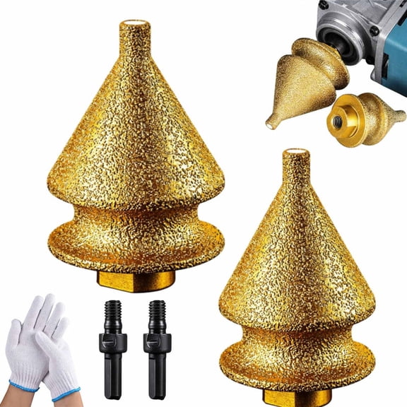 Diamond Chamfer Cutter for Grinder, Multifunction Brazed Diamond Bit, Universal Fit for Tile Porcelain Marble Granite Stone, Hole Enlarger & Edge Smoother with M10 Thread Adapter
