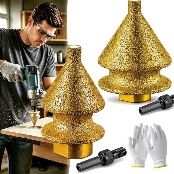 Diamond Chamfering Bit, 45 Degree Beveling, Universal Fit 4-in-1 Brazed Step Drill Bit, Angle Grinder Compatibility for Tile Stone Edge Finishing