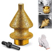 Diamond Chamfering Bit for Angle Grinder, 4-in-1 Brazed Diamond Beveling Tool with M10 Adapter, Hole Enlarger, Edge Smoothing and Grinding Bit for Tile Porcelain Marble Granite and Stone,10-38mm