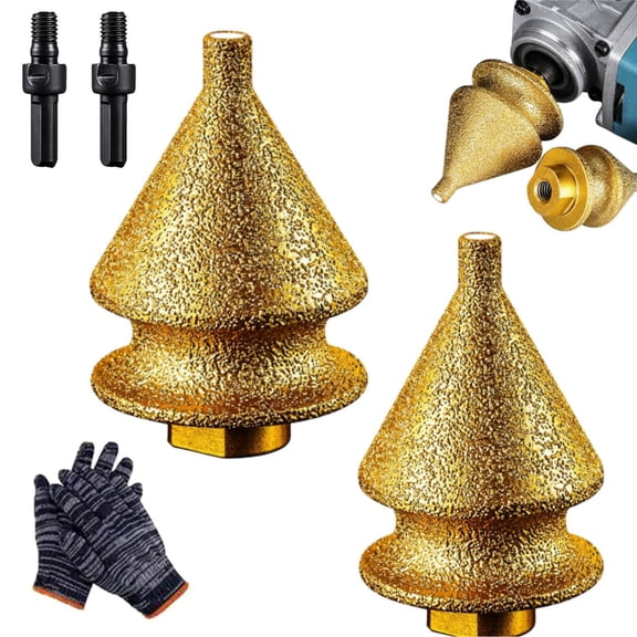 Diamond Chamfering Bit for Angle Grinder, 4-in-1 Diamond Beveling Bit Milling Finger Bits, Diamond Step Chamfer Drill Bit, with M10 Adapter for Tile, Marble, Granite, Stone (10-38mm+10mm-50mm)