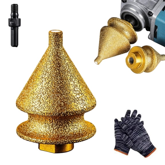 Diamond Chamfering Bit for Angle Grinder, 4-in-1 Diamond Beveling Bit Milling Finger Bits for Tile, Porcelain, Marble, Granite, Stone, Hole Enlarger & Edge Smoother with M10 Thread Adapter (10-38mm)