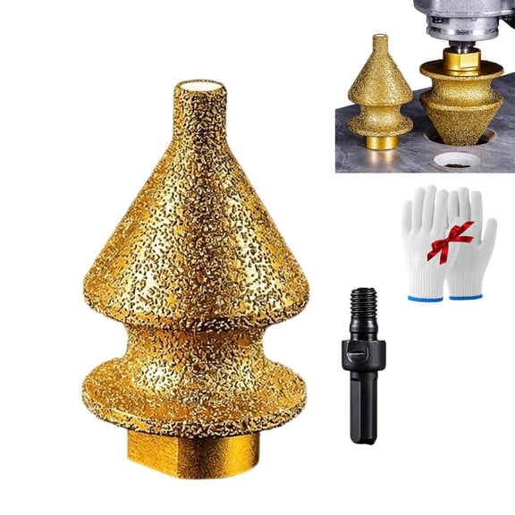 Diamond Chamfering Bit for Angle Grinder, 4-in-1 Diamond Beveling Grinding Head for Chamfering, Diamond Step Chamfer Drill Bit for Tile, Marble,Stone, Hole Enlarging, Beveling, Polishing (10-38mm)