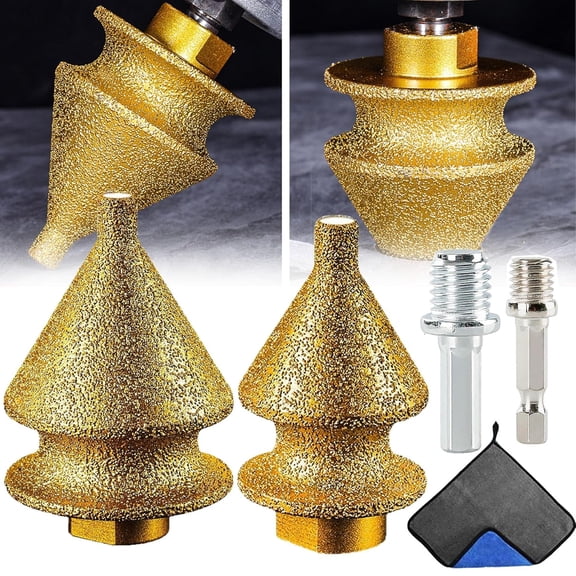 Diamond Chamfering Bit for Angle Grinder,4-in-1 Diamond Brazed Step Drill Bit with M10 Adapter, for Tile, Stone, Smooth Edge Chamfering, Hole Enlarging, Beveling & Polishing