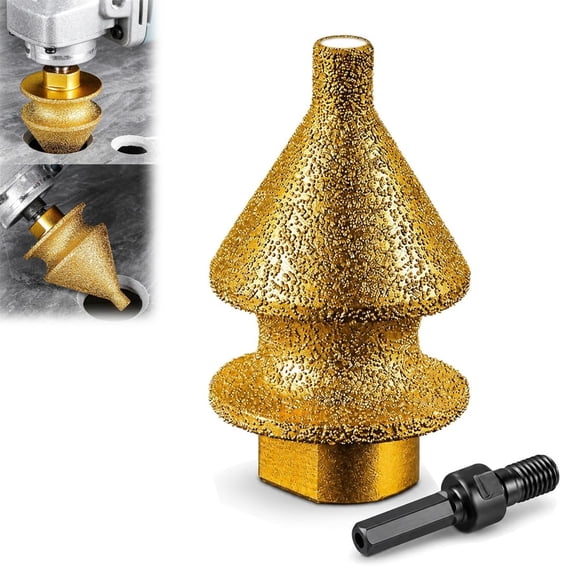 Diamond Chamfering Bit for Angle Grinder,Brazed Diamond Beveling Grinding Head, Step Drill Bit Cone Tool with M10 Adapter, for Angle Grinder Dry Wet Use
