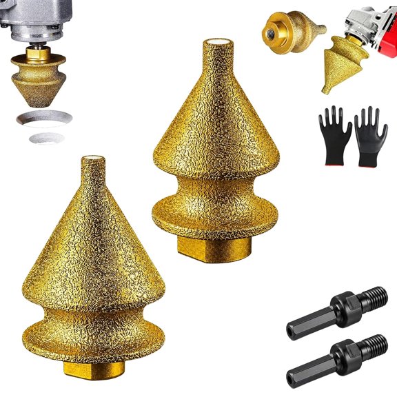 Diamond Chamfering Bit for Angle Grinder, Brazed Diamond Edge Finishing Multi-Function Diamonds Chamfering Bit, M10 Thread Beveling Tool for Tile, Marble, Granite & Ceramic (2Pcs Mix)