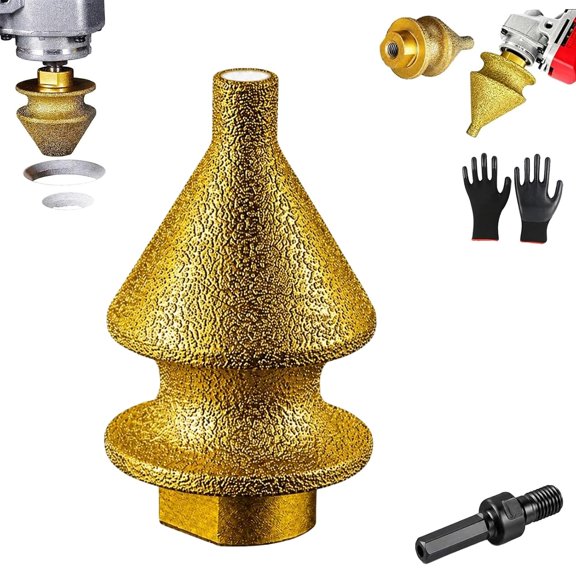 Diamond Chamfering Bit for Angle Grinder, Brazed Diamond Edge Finishing Multi-Function Diamonds Chamfering Bit, M10 Thread Beveling Tool for Tile, Marble, Granite & Ceramic (1Pcs 10-38mm)