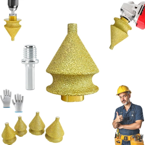 Diamond Chamfering Bit for Grinder – Multi-Function, Brazed Diamond, M10 Universal Fit, 4-in-1: Drill, Enlarge, Grind & Shape, Multi-Function DiamondChamfering Bit, for Tile Stone Marble (M10-38mm)
