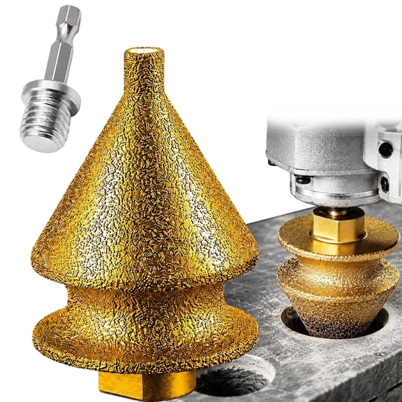 Diamond Chamfering Bit for Angle Grinder, Hole Enlarging & Edge Smoothing Design, Brazed Diamond M10 Thread, for Tile Porcelain Marble and Stone
