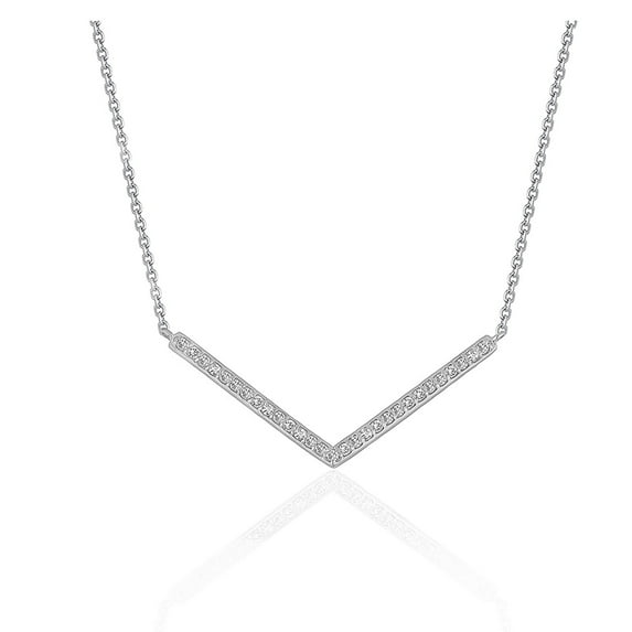 Diamond Chevron Pendant in 14k White Gold (1/3 cttw) 18 in