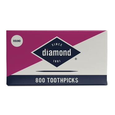 Diamond Classic Round Toothpicks, Toothpick Box, 800 Count Wood Toothpicks