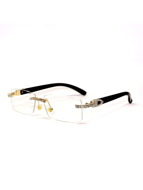 Diamond Clear Glasses Hip Hop Shades Square Rimless