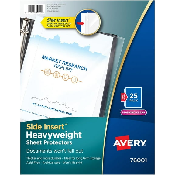 Diamond Clear Secure Side-Load Sheet Protectors, Heavyweight, 25 Page Protectors (76001)