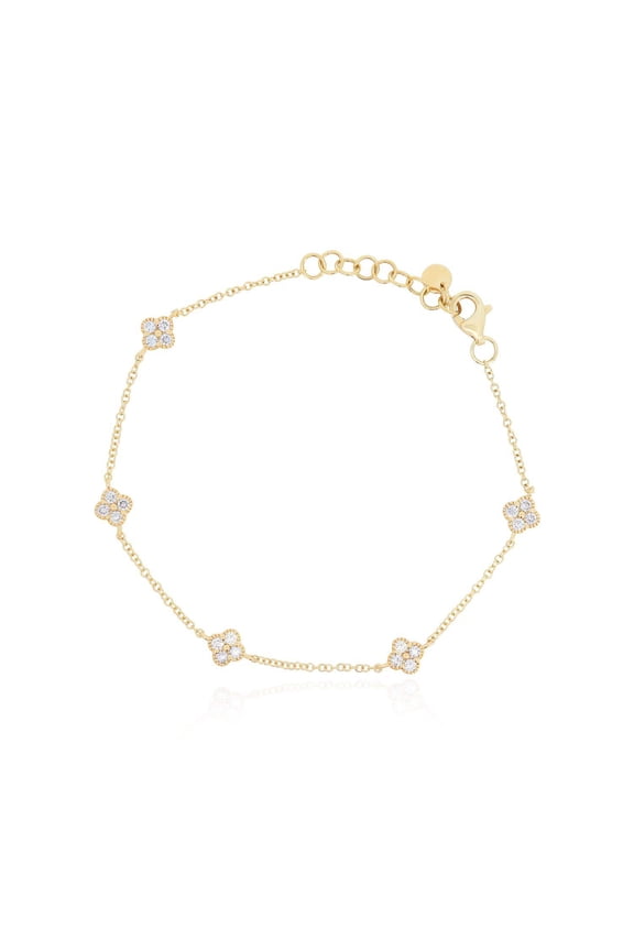 Diamond Clover Station Bracelet