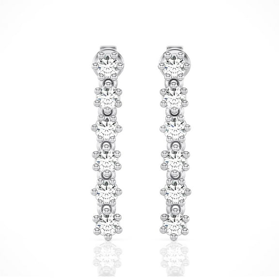 Diamond Club 3/4 Carat Lab Grown Diamond Drop Earrings in 14K White Gold – Round Drop Channel Design (VS1 Clarity, F-G Color)