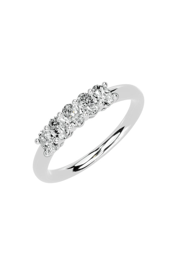 Oval Five-Stone 0.50 ct. Anniversary Lab Grown Diamond Ring in 14K White Gold - Size 7 US