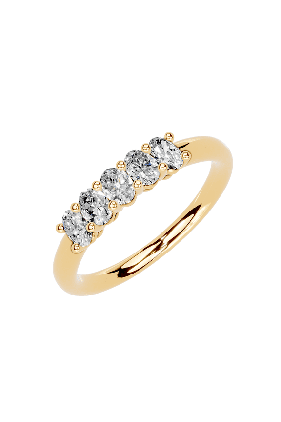 Oval Five-Stone 0.50 ct. Anniversary Lab Grown Diamond Ring in 14K Yellow Gold - Size 7 US