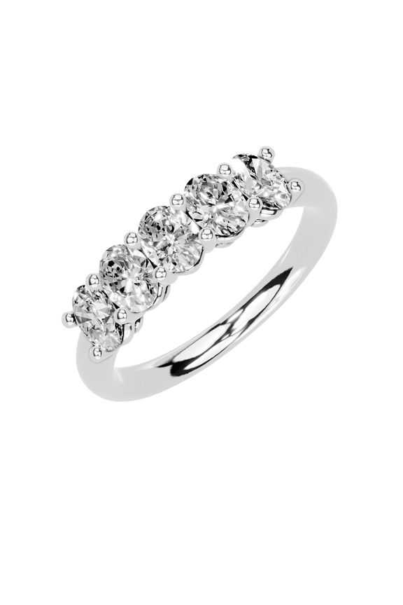 Oval Five-Stone 1 ct. Anniversary Lab Grown Diamond Ring in 14K White Gold - Size 7 US
