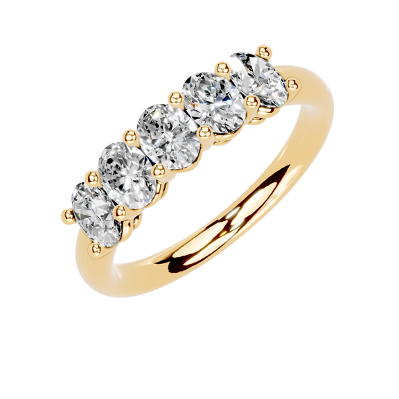 Diamond Club Oval Five-Stone 1 ct. Anniversary Lab Grown Diamond Ring in 14K Yellow Gold - Size 7 US