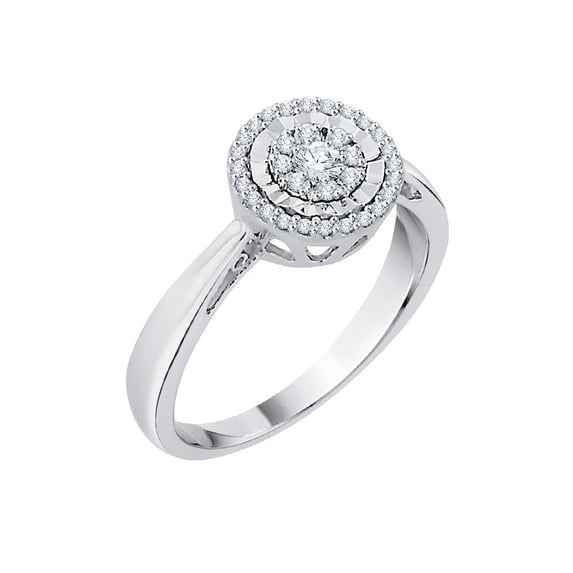 Diamond Cluster Engagement Ring in 10K White Gold (1/4 cttw) (I-Color, SI3-I1 Clarity) (Size-8.5)