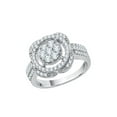 thumbnail image 1 of Diamond Cluster Engagement Ring in 10K White Gold (3/4 cttw) (I-Color, SI3-I1 Clarity) (Size-6), 1 of 3
