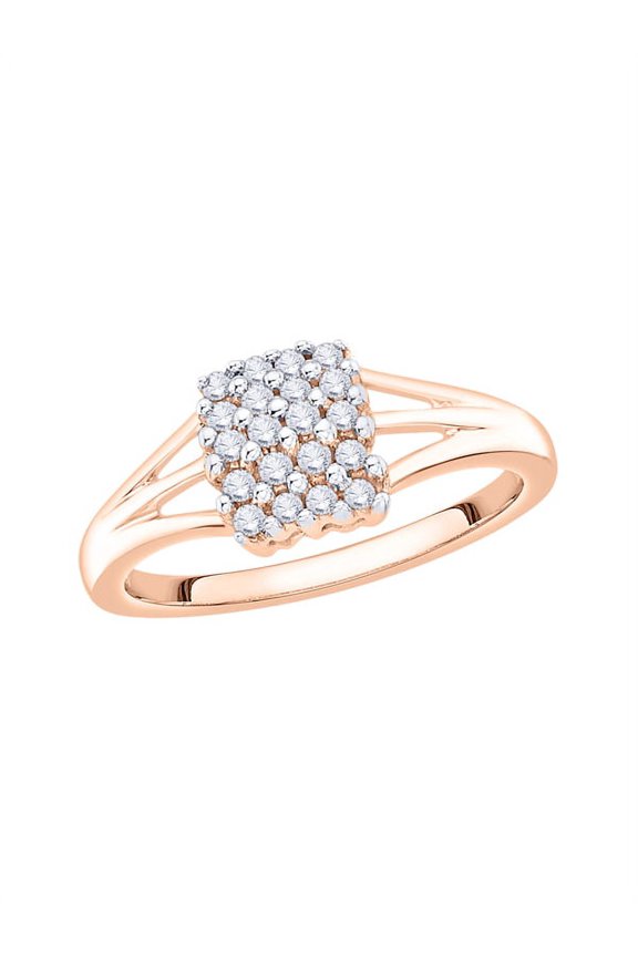 Diamond Cluster Engagement Ring in 14K Rose Gold (1/5 cttw) (I-Color, SI3/I1-Clarity) (Size-9)
