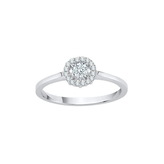 Diamond Cluster Engagement Ring in 14K White Gold (1/4 cttw) (I-Color, SI3-I1 Clarity) (Size-7)