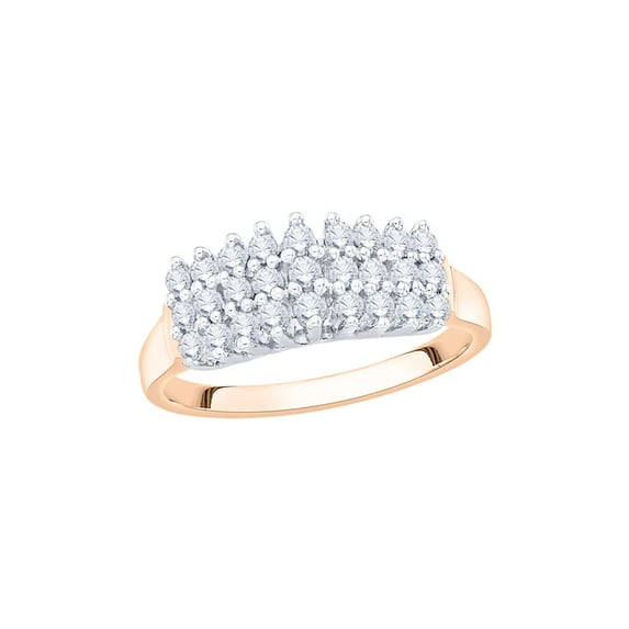 Diamond Cluster Fashion Ring in 10K Rose Gold (1/2 cttw) (I-Color, SI3/I1-Clarity) (Size-9)