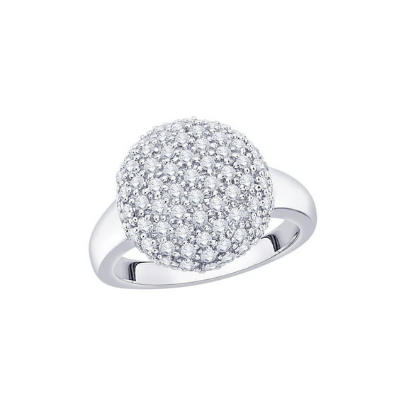 Diamond Cluster Fashion Ring in 10K White Gold (1 cttw) (I-Color, SI3/I1-Clarity) (Size-6.5)