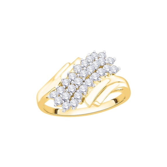 Diamond Cluster Fashion Ring in 10K Yellow Gold (1/2 cttw) (I-Color, SI3/I1-Clarity) (Size-8.5)