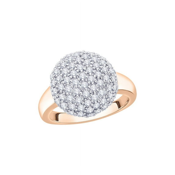 Diamond Cluster Fashion Ring in 14K Rose Gold (1 cttw) (I-Color, SI3/I1-Clarity) (Size-5.5)