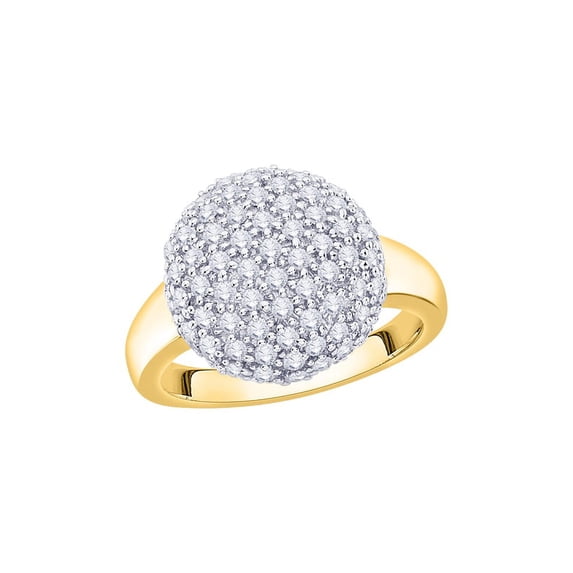 Diamond Cluster Fashion Ring in 14K Yellow Gold (1 cttw) (I-Color, SI3/I1-Clarity) (Size-7.5)