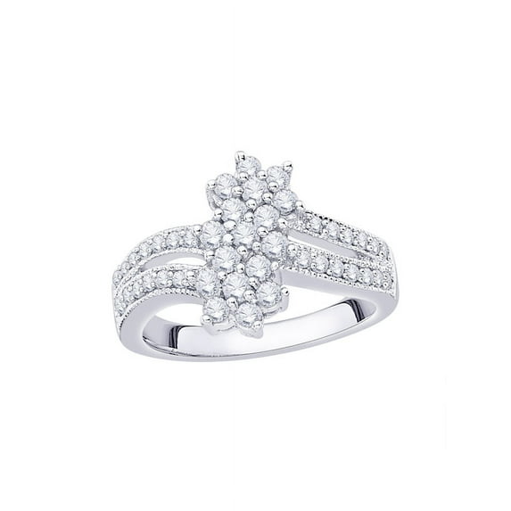 Diamond Cluster Floral Ring in 10K Gold (3/4 cttw) (I-Color, SI3/I1-Clarity)