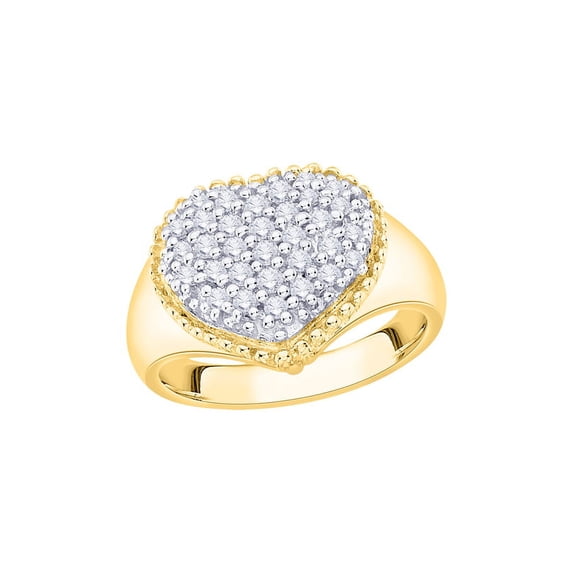 Diamond Cluster Heart Ring in 10K Yellow Gold (1/4 cttw) (I-Color, SI3/I1-Clarity) (Size-5)