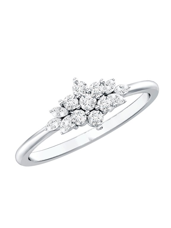 Diamond Cluster Promise Engagement Ring for Women (HI-SI Grade), 925 Sterling Silver, US 4.00