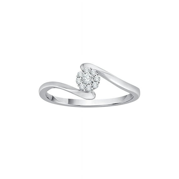 Diamond Cluster Promise Ring in 10K White Gold (1/10 cttw) (I-Color, SI3/I1-Clarity) (Size-7.5)