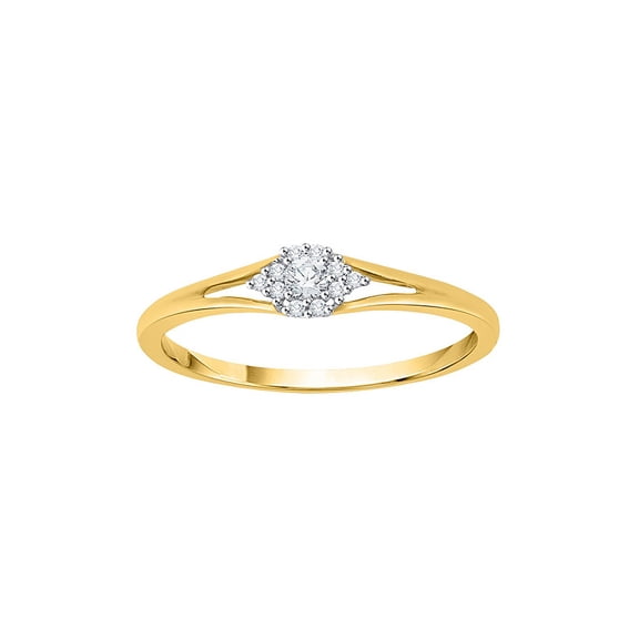 Diamond Cluster Promise Ring in 14K Yellow Gold (1/10 cttw) (I-Color, SI3/I1-Clarity) (Size-10.5)