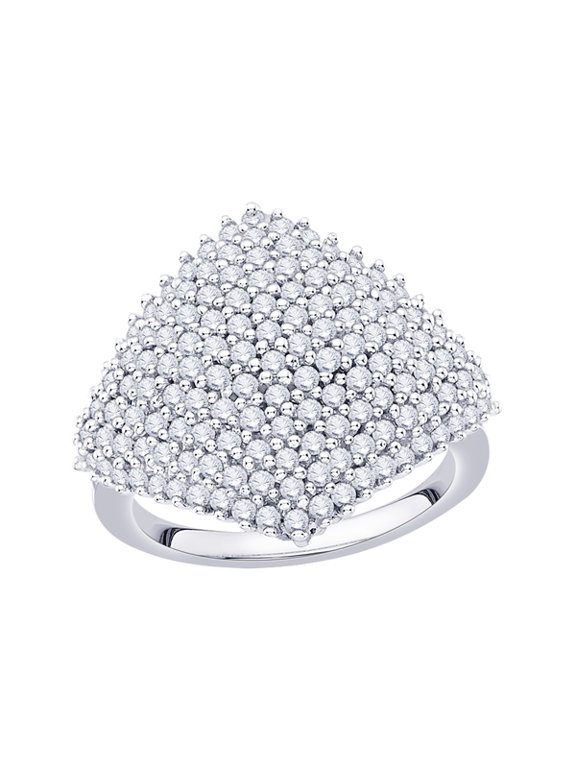 Diamond Cluster Ring in 14K White Gold (1 1/2 cttw) (I-Color, SI3/I1-Clarity) (Size-8.5)