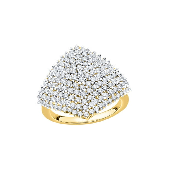 Diamond Cluster Ring in 14K Yellow Gold (1 1/2 cttw) (I-Color, SI3/I1-Clarity) (Size-7)